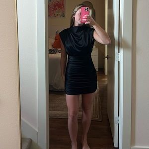 Babaton black satin dress